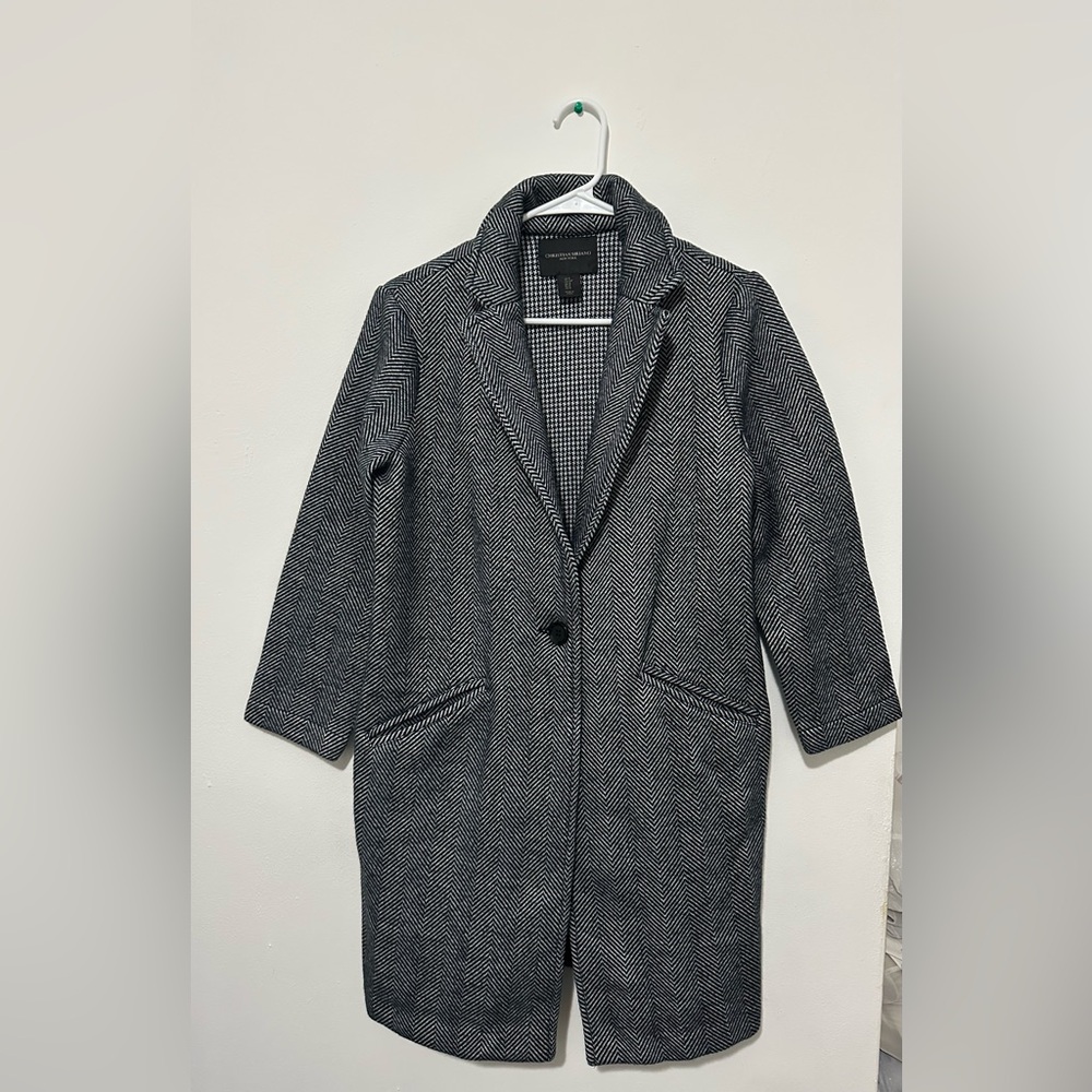 Christian Siriano Black and White Herringbone Women’s Coat Size S